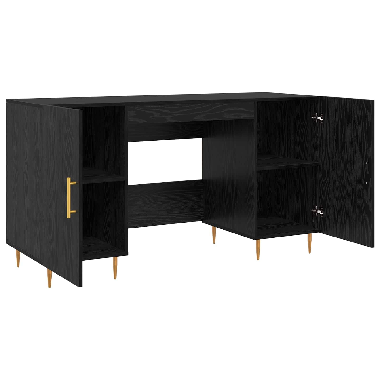 Scrivania rovere nero in legno ingegnerizzato 140 x 50 x 75 cm con ampio piano lavoro, cassetto e ripiano per ufficio, studio, smartworking e postazione computer gaming