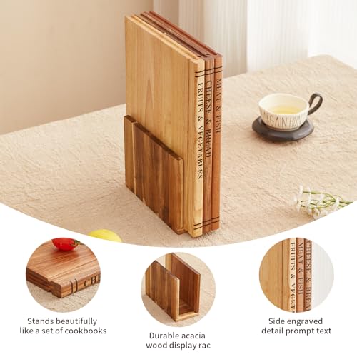 Set de 3 tablas de cortar decorativas forma libro miniatura 3