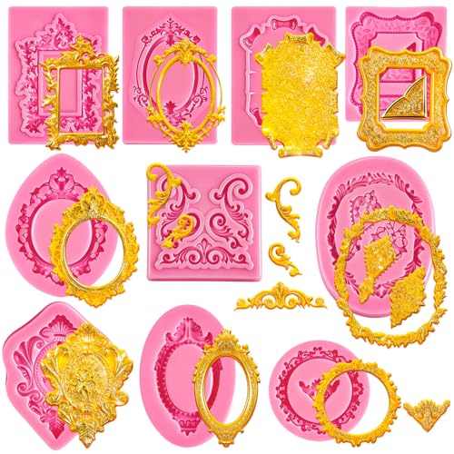 10 PCS Photo Frame Fondant Molds Mini Photo Frame Silicone Molds