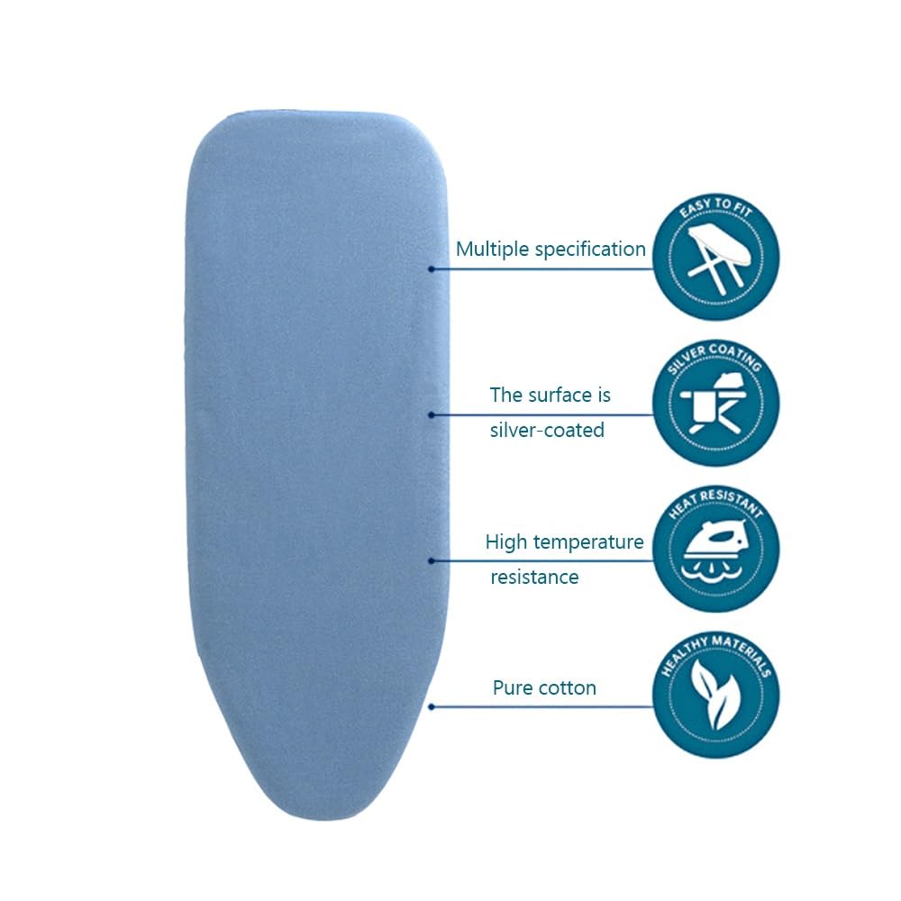 Funda para tabla de planchar extragruesa, 120 x 38 cm, algodón, color azul y negro, 7 mm, acolchada, se adapta a tablas estándar, antideslizante, resistente al calor, fácil de limpiar