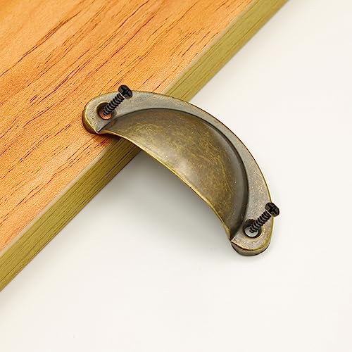 Image of 12 Pack Cabinet Cup Pull 2.5 inch Drawer Pulls Antique Cabinet Pulls for Dresser Cupboard Kitchen Furniture Decoration with Screws (12, Bronze Tone)