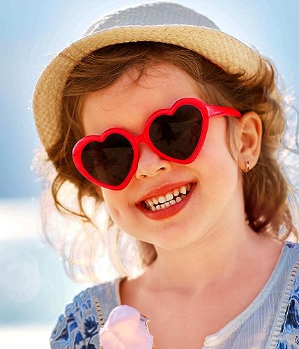 Kids Polarized Heart Shaped Sunglasses for Girls Trendy Cute Lovely Glasses Age 3-10 UV400 Protection2