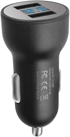 HaiQianXin Salida de Alta Corriente del Cargador de Coche USB de Doble Puerto 3.1A con Pantalla para Smartphone Tablet PC HaiQianXin Salida de Alta Corriente del Cargador de Coche USB de Doble Puerto 3.1A con Pantalla para Smartphone Tablet PC