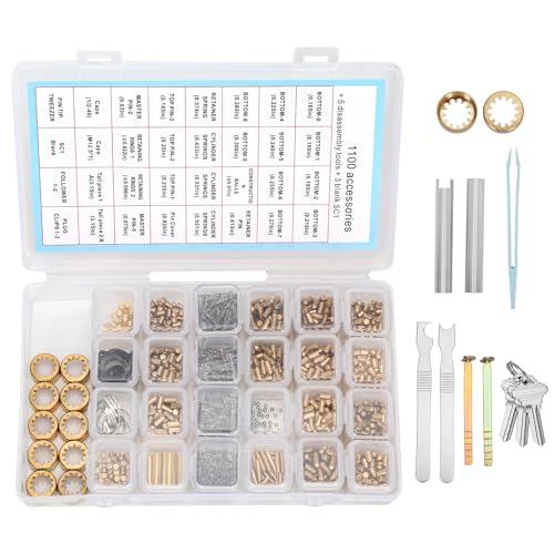Re-Key Kit SC1 & SC4 Complete Rekeying Kit 1100-Piece for Sc-hlage Locks Compatible with SC1/SC4 Door Component Bottom Pin with Pins Springs Cap Tail Piece Master Pin and SC1 Pick