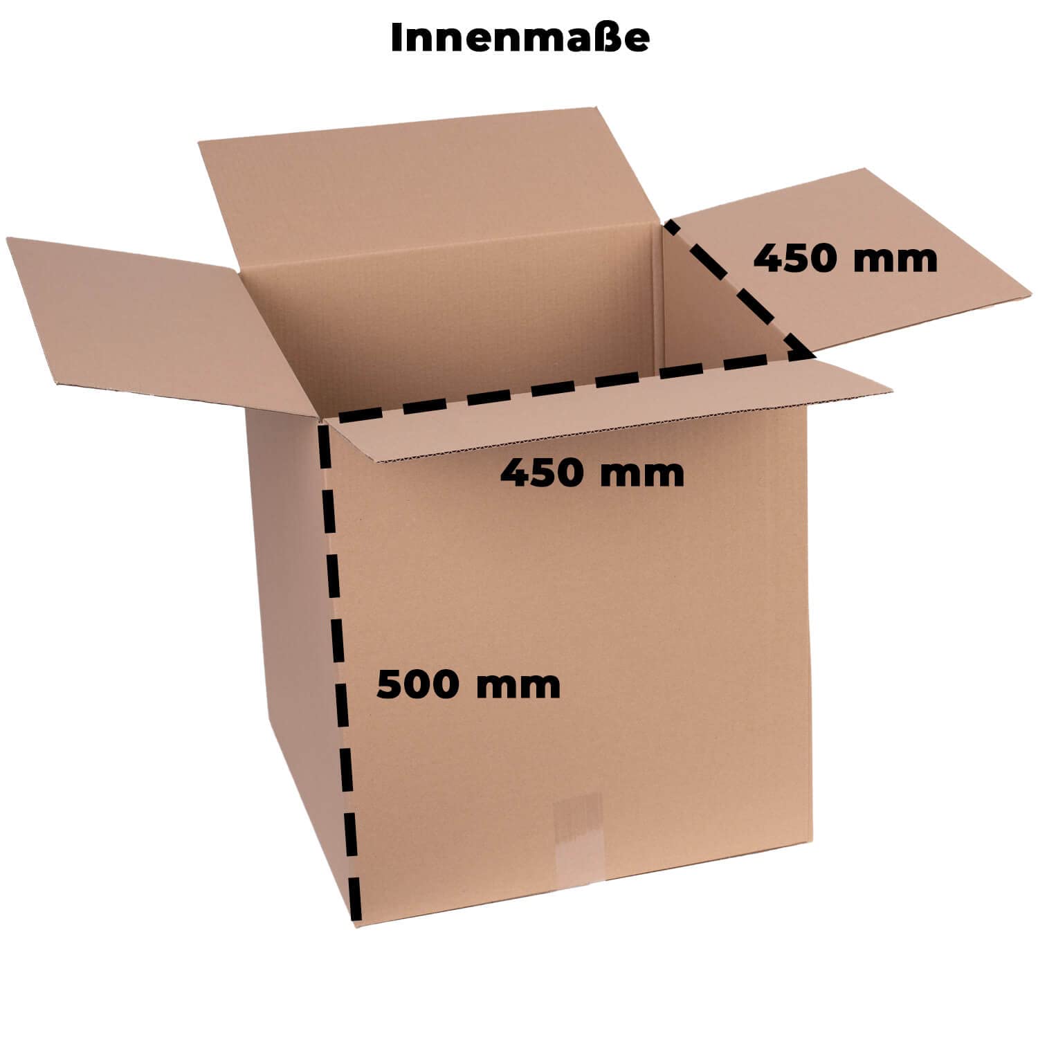 smiley pack 50 Stück Faltkartons 450 x 450 x 500 mm braun – 1-wellig | Versandkarton aus Wellpappe – Pappkarton, Versandbox für Paket & Päckchen