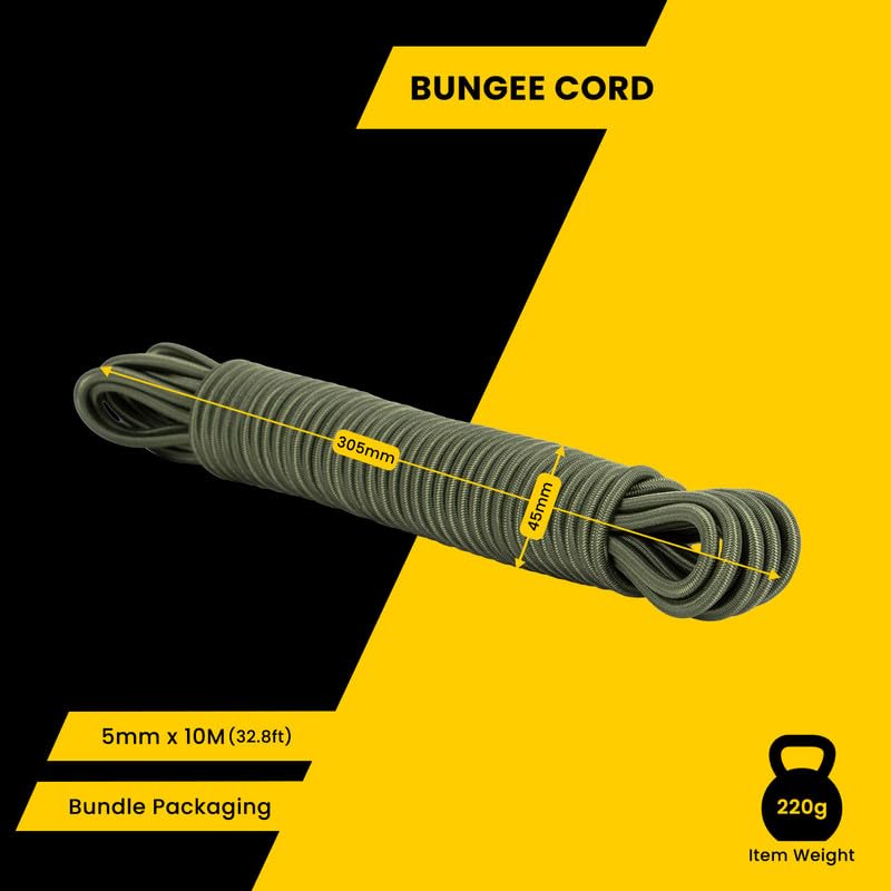 Brotree Bungee Cord Elastic Shock Cord 5mm x 10m Bungee Rope Heavy Duty for Trailer Tarpaulin, Tent Pole, Kayak and Backpack - Image 2