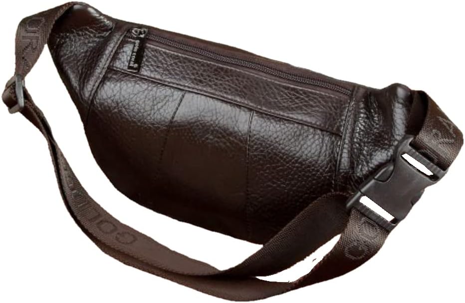 Large Fanny Packs for Women Genuine Leather Mens Waist Bag Fashion Running Travelling (Brown)