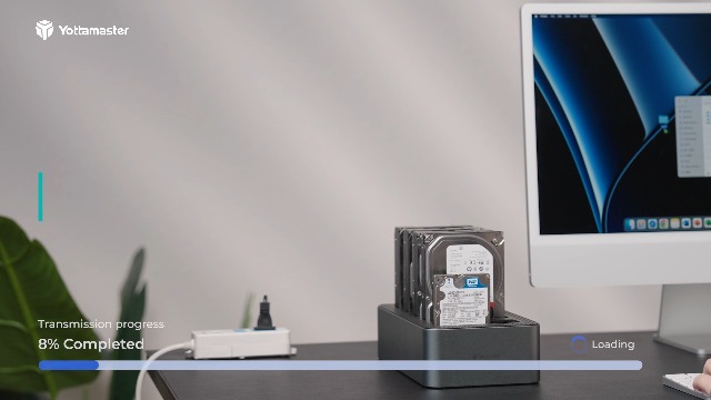 Yottamaster 4-bay Offline Klonen Harde Schijf Docking Station Aluminium voor 2,5/3,5 inch, USB 3.2 Gen1 SATA SSD/HDD Docking Station met 12V 6,5A voeding, ondersteunt 4x18TB Max
