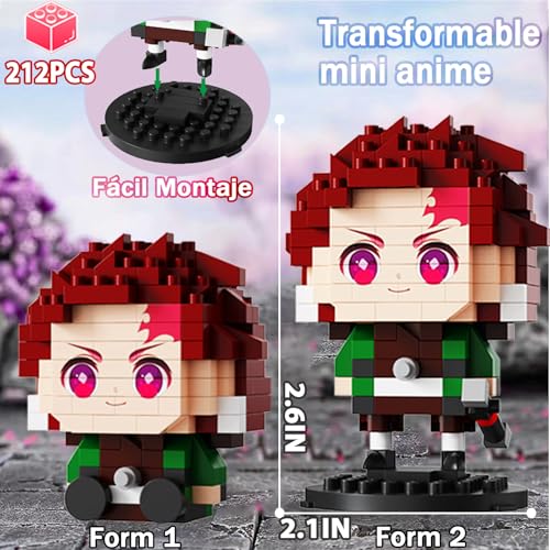 Image of 5 Kill Demon-Themed Anime Slayer Figures Building Set, 2IN1 Sitting&Standing Models Cute Popular Characters Monster Killer Micro Brick, Japanese Manga Merch Toy Decor Birthday Gift for Fans(1140 Pcs)