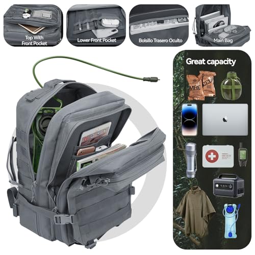 Miniatura 6 de Delgeo Mochila Tactica 45l Militar,Gran Capacidad Mochila,Plegable Impermeable Mochila Para Montañismo,Senderismo,Camping Y Viajes