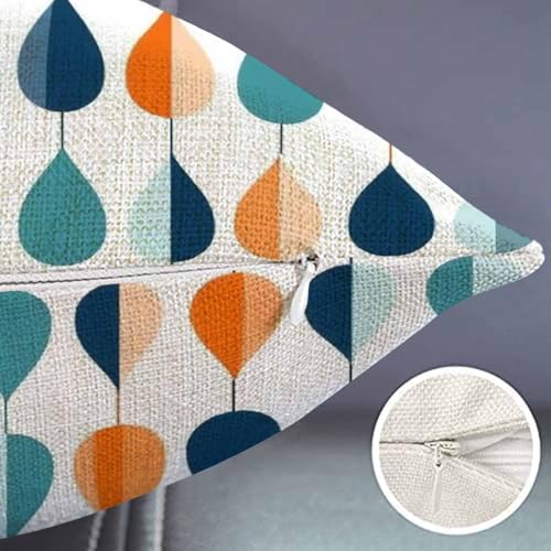 Image of Smooffly Throw Pillow Cover Mid-Century Drop Shapes in Tones Modern Retro Style Waist Lumbar Cotton Linen Throw Pillow case Cushion Cover for Sofa Home Decorative Oblong 12x20 Inches