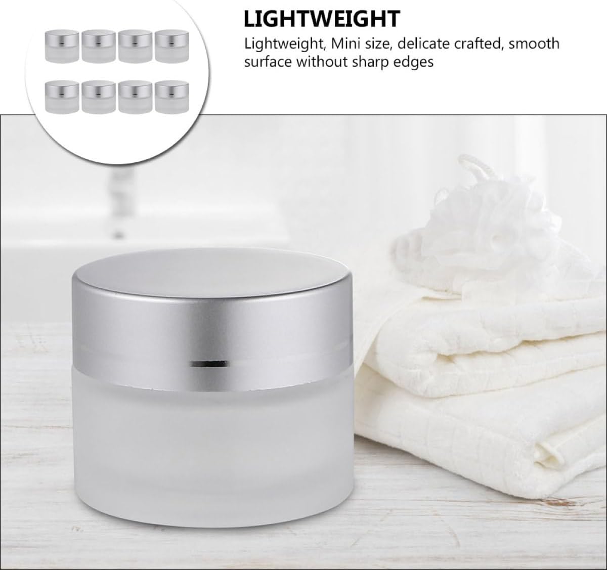 8 Piece round Glass Cream Storage Jars with Inner Liners and Dome Lids image 3