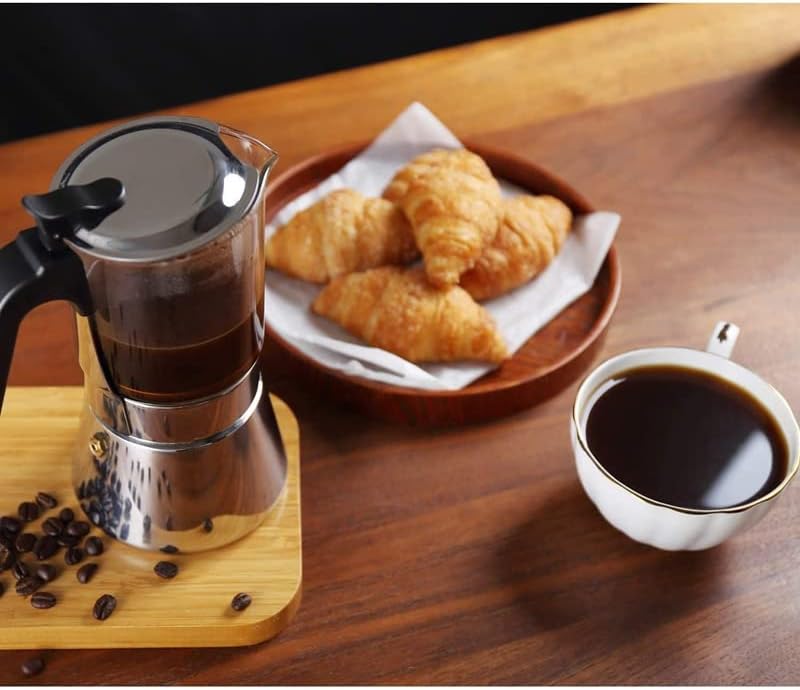 Coffee Press Glass Espresso Machine Kettle Stainless Steel Classic Percolator Pots(360ML)