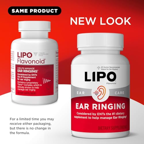 Image of LIPO Ear Ringing Relief Supplement - Relief for Ringing Ears - Clinically Studied Lemon Bioflavonoids with Vitamins C, B1, B2, B6, B12, & Calcium for Daily Ear Health Support - 150 Caplets