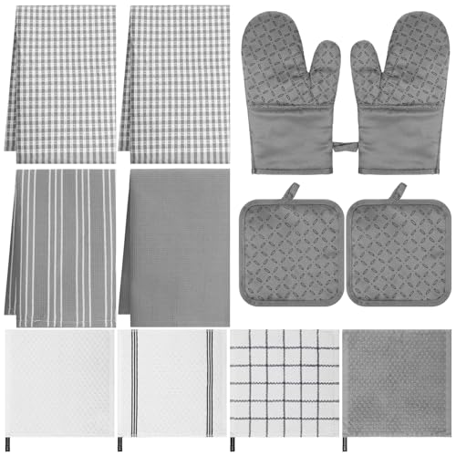 LemonRoad 12pcs Oven Mitts Kitchen Towels Dishcloths with Pot Holders