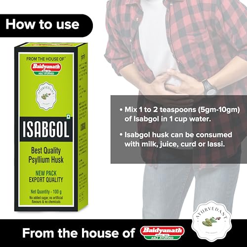 Image of Baidyanath Ayurvedant Isabgol /Psyllium Husk Powder - 100 Gm | Effectively Relieves Constipation | Fibre Supplement For Digestion