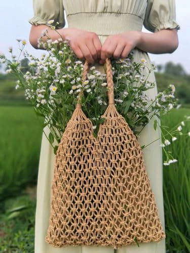 Image of Beach Bag Tote Braided Handbag Women String Bag Summer Hobo Bag Travel Bag