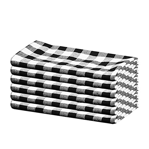 Cloth Napkins, 18 X 18in 6PCS Napkins Cloth Washable, Reusable Napkins,Black and White Checkered Tablecloth, White Napkins,Black Napkins, Everyday Use Dinner Napkins / Table Napkins