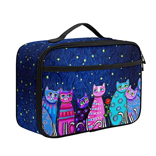 Joylamoria Night Cat Cooler Lunch Box Insulated Tote Bag Large Capacity Lunch Bag Travelling Bag Easy Clean #TOP13