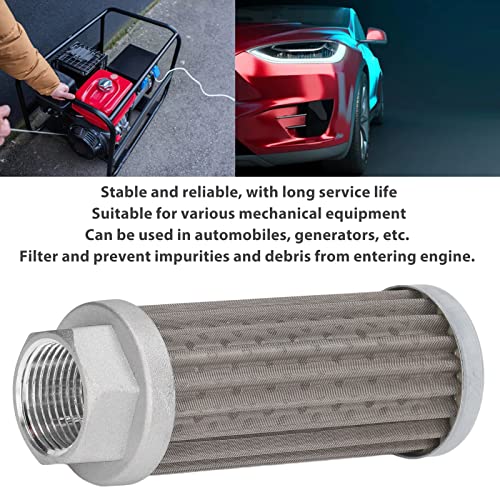 Image of Oil Suction Strainer Filter Cartridge, 80x100x180μm Hydraulic Fuel Suction Valve Strainer Oil Filter Cartridge Metal Mesh Tube Connection Fuel Suction Filter for Automobile,