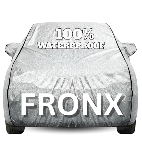 Image of Waterproof Car Body Cover - 100% Water Proof Custom Fit New Car Covers, Outdoor Full Protecting Cover for Fronx (All Models) with Free Storage Bag - UV, Rain & Dust, All Weather Protection