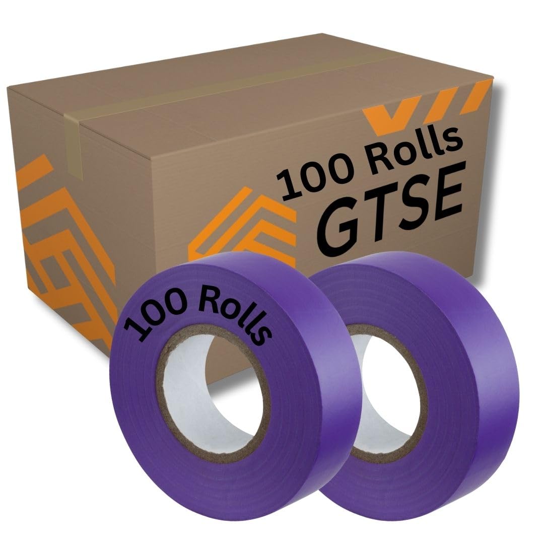 GTSE Purple Electrical Tape, 19mm x 20m, Bulk Box of 100 Rolls, Strong Self-Adhesive PVC Insulation Tape for Insulating, Repairing and Protecting Electrical Wires