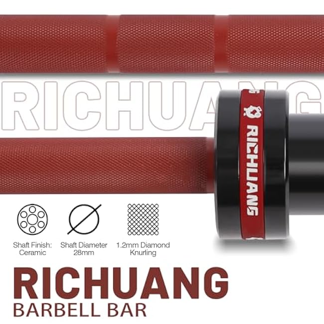 Olympic Barbell 45lb (20kg) - 7ft Bearing Spin Bar for Weightlifting and Strength Training,Ceramic Coating,500 LBS Capacity,28mm High Whip,Fits 2 Plates,for Home Gym