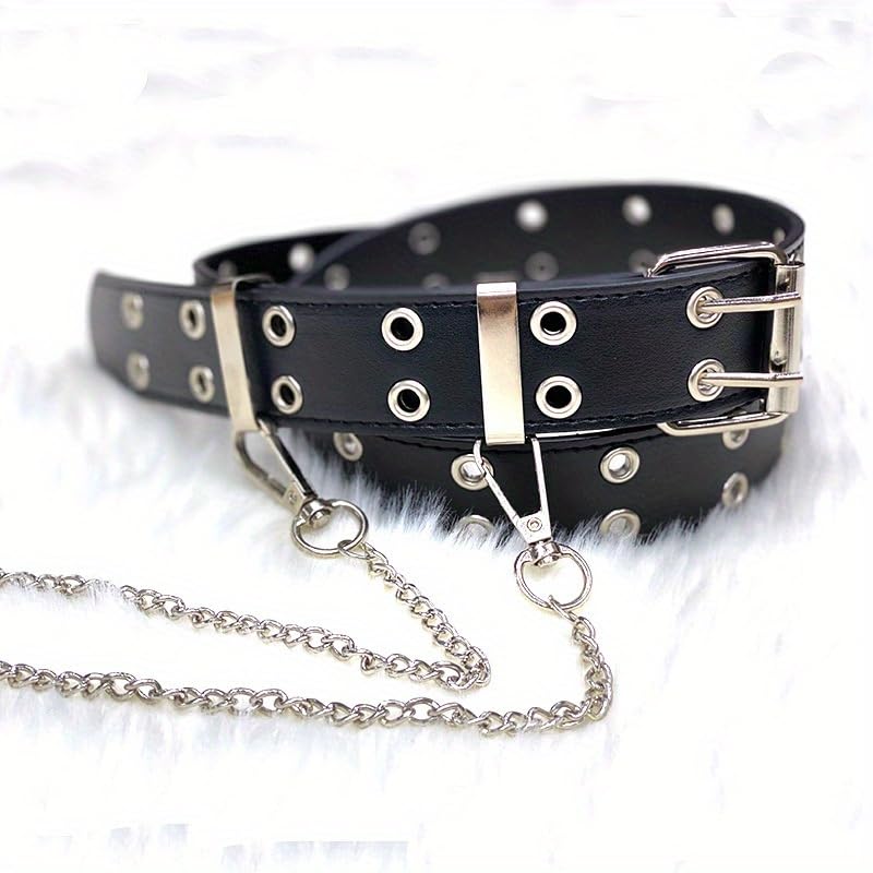 Image of Shining Diva Fashion Punk Leather Belts for Women and Girls with Stylish Chain Waist Belt for Dresses Jeans (16720LB) Black