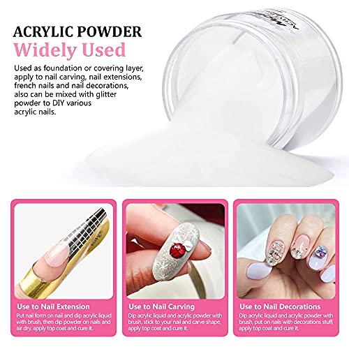 Molisaka Clear Acrylic Powder For Nails, Professional Glitter Acrylic Nail Powder, Long-Lasting Acrylic Powder For Extension French Nail Art, Acrylic Nail Supplies Sets For Nails Beginners (1.58Oz) #TOP4