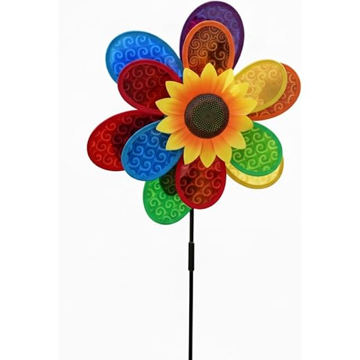 Sunflower Rainbow Petals Wind Spinner - 1 Piece