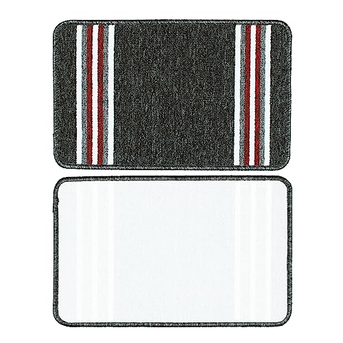 Image of Pack of 2 Nylon Bath Rug Anti-Skid Bathroom Mat | Floor Mat for Bathroom, Entrance, Kitchen, Bedroom & Office | Dark Grey Stripes Design-(37x57cm)