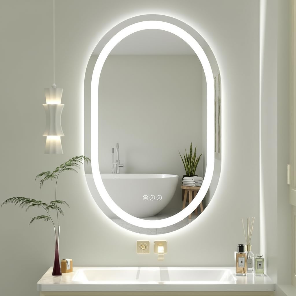 Oval LED Mirror with Touch Sensor & 3 Light Modes -5