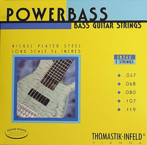 Thomastik Corde per basso elettrica Power Bass Magnecore Round Wound Hexcore set 5 corde EB345 scala lunga 34"