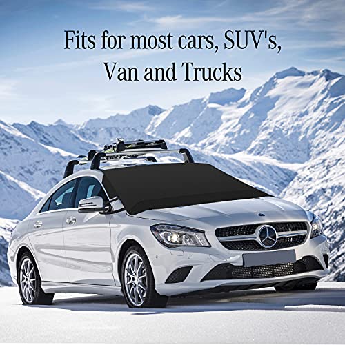 Thicken Windproof Windshield Snow Cover, Waterproof Ice And Snow Frost Protector With Heavy Duty Material For Most Cars, Suvs/Vans And Medium Trucks No Scratch #TOP5