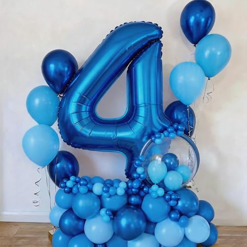 Image of Number Balloons Navy Blue Balloons - Giant Number 10 Balloon, 10 20 30 40 50 Numbers Balloon Birthday Decorations, Blue Party Supplies for Boy Men
