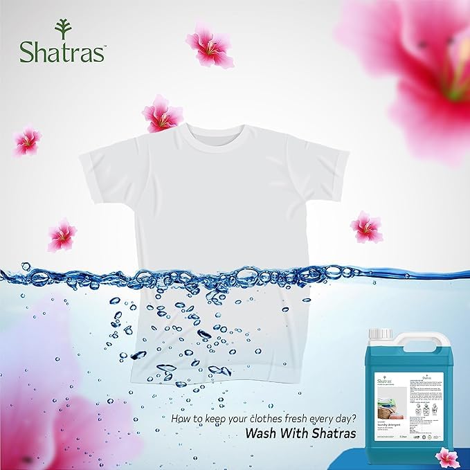Image of Shatras Liquid Detergent, Suitable for Top Load & Front Load for Machine and Hand Wash, Eco friendly, Natural liquid detergent for all type of clothes (10L)