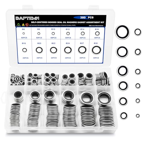 380 PCS Metric Bonded Sealing Washers -12 Sizes Crush Washers Kit