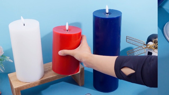 Image of Retisee 3 Pcs 4th of July 6 /8 /12 Inches Flameless LED Candles with Remote and 2 /4 /8h Timer Red White Blue Battery Operated Wax Flickering Candles for USA American Party Memorial Day Decorations