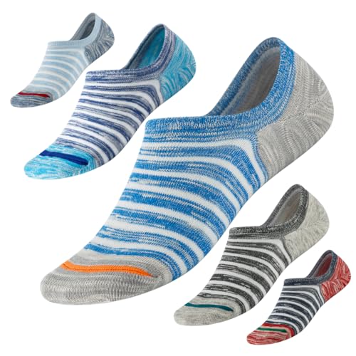 No Show Socks with Non-Slip Grip for Men&Women- Invisible Socks with Breathable Cotton for Sneakers 5Pairs Size 7-12