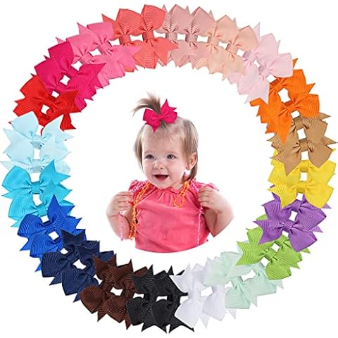 40 Pieces Baby Hair Clips Mini Hair Clips for Girls 2 Inch Grosgrain Ribbon Hair Bows Baby Girls Alligator Hair Barrettes Hair Accessories for Girls Kids Baby Toddlers (20 Colors) Cover