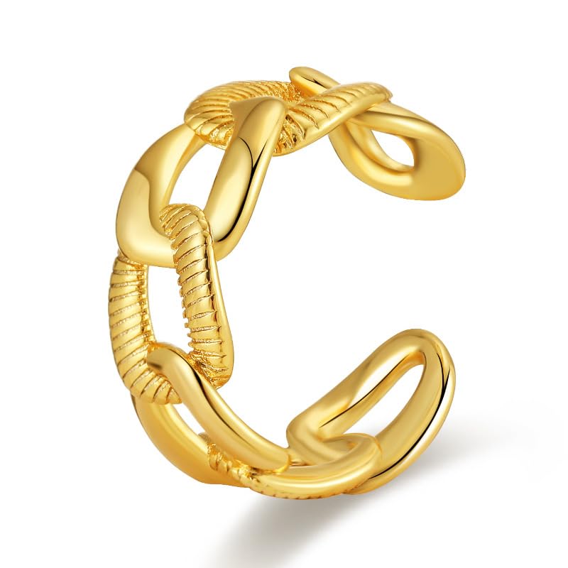 Aaishwarya Textured Link Adjustable Finger Ring | 18K Gold Plated | Anti Tarnish & Waterproof | Women and Girls (B0CVL3HTR7) Amazon Price History, Amazon Price Tracker