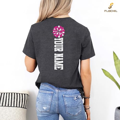 FLOCHIL Personalized Cheer Mom Shirt for Women, Custom Cheer Shirts for Moms with Name, Team Name, Cheerleading Mom Shirt3