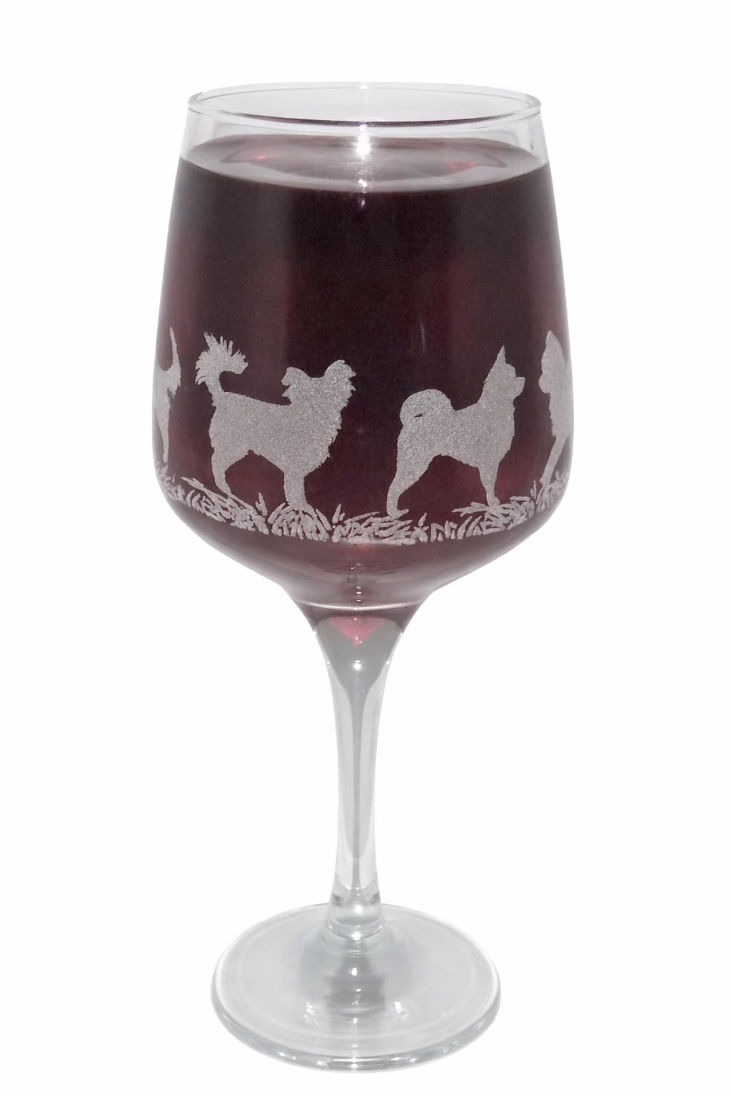 Long HAIRED Chihuahua Engraved Stemmed Wine Glass