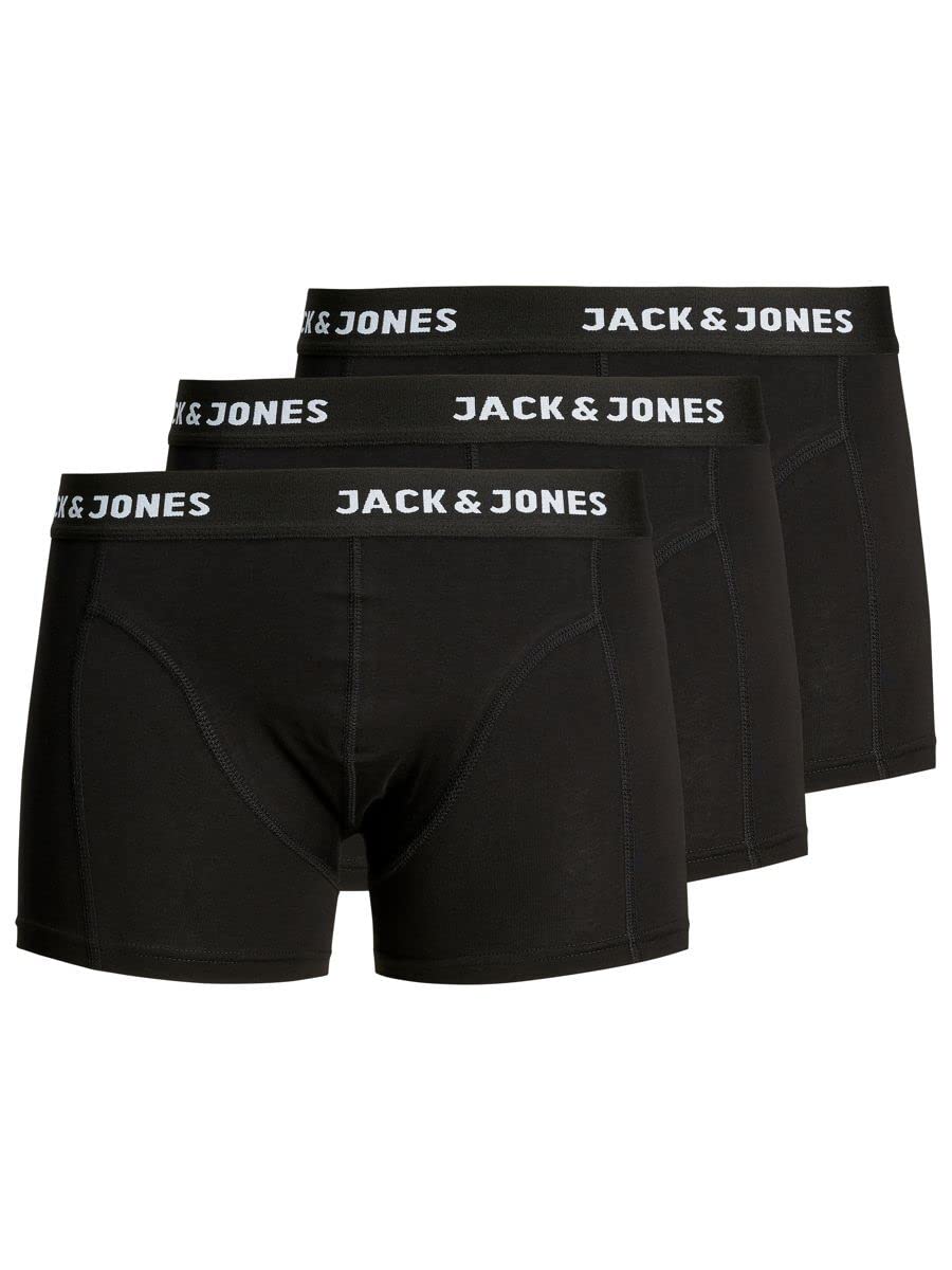 JACK & JONES Homme Jacanthony Trunks 3 Pack Black Caleçon Boxeur, Noir - Blanc, XXL EU