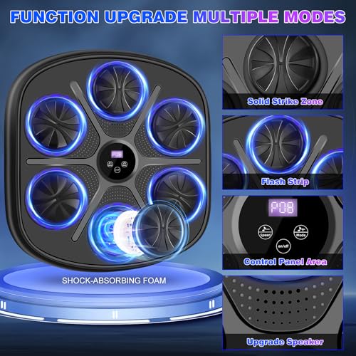 Music Boxing Machine for Adults Men Teens Boxing Machine Wall Mounted Boxing Machine for Adults Music Boxing Equipment with Gloves, Home Indoor Workout Equipment for Home, Office, Gym Exercise - Image 3