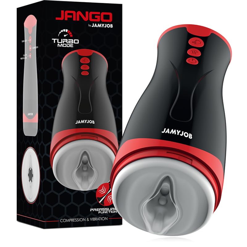 Jamyjob - Masturbador Estimulador JANGO - Modo Turbo - 5 Modos de Vibración y Succión - Resistente al Agua - Material de Silicona Súper Suave