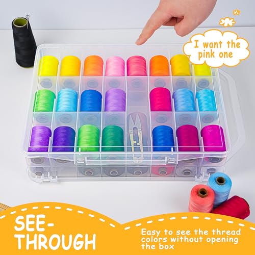 KASTUN Thread Storage,Double Sided,46 Grids Sewing Organizer,Portable, Transparent, Sewing Thread Storage Case - Image 5
