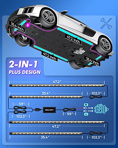 Torchbeam Underglow Kit For Car, App And Remote Dual Control Exterior Car Led Light Rgb 16 Million Color Fits Trucks Atv Utv Led Light Exterior Strips, Car Under Body Light With Music Mode #TOP6