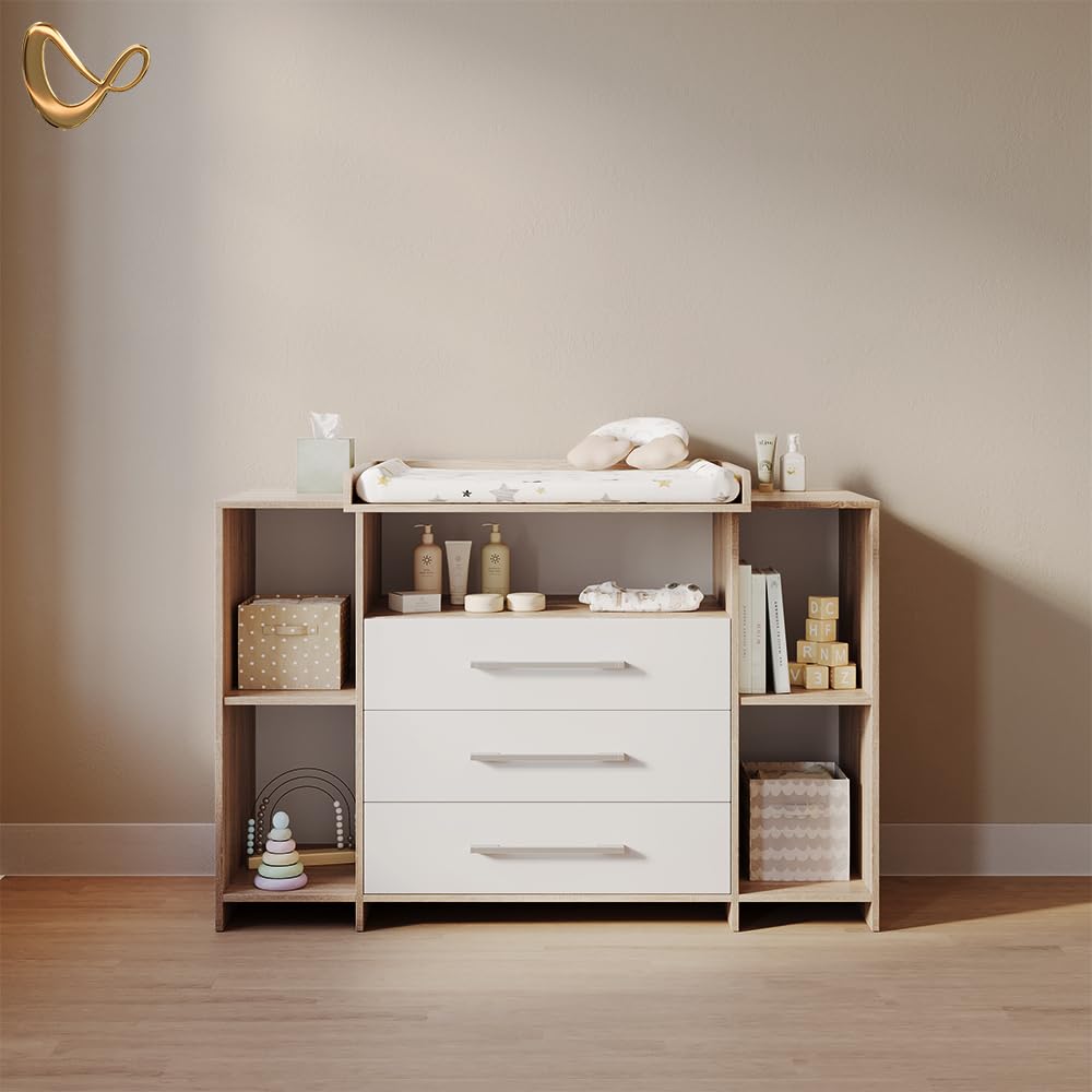 Livinity Commode à Langer Torino, Blanc/Sonoma, XL avec tiroirs