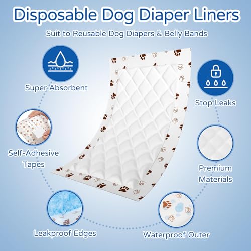 Inserts pour couches et pantalons pour chiens MICOOYO doublure jetable L-50